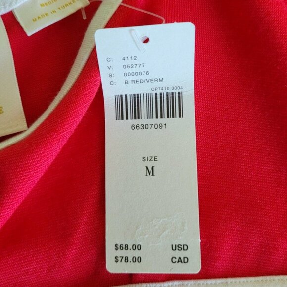 Anthropologie Maeve Sweetheart Ponte Top Red/White Size M NWT - Picture 8 of 12